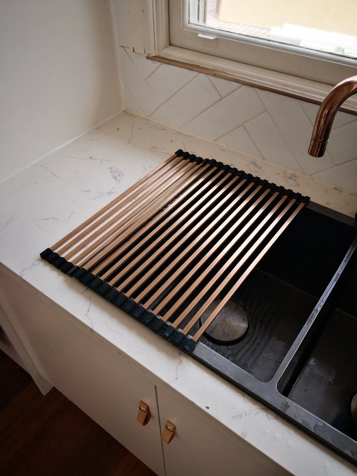 Kitchen sink Roller Mat Dish dryer Rack Brushed Copper Gunmetal gold m Blushtaps