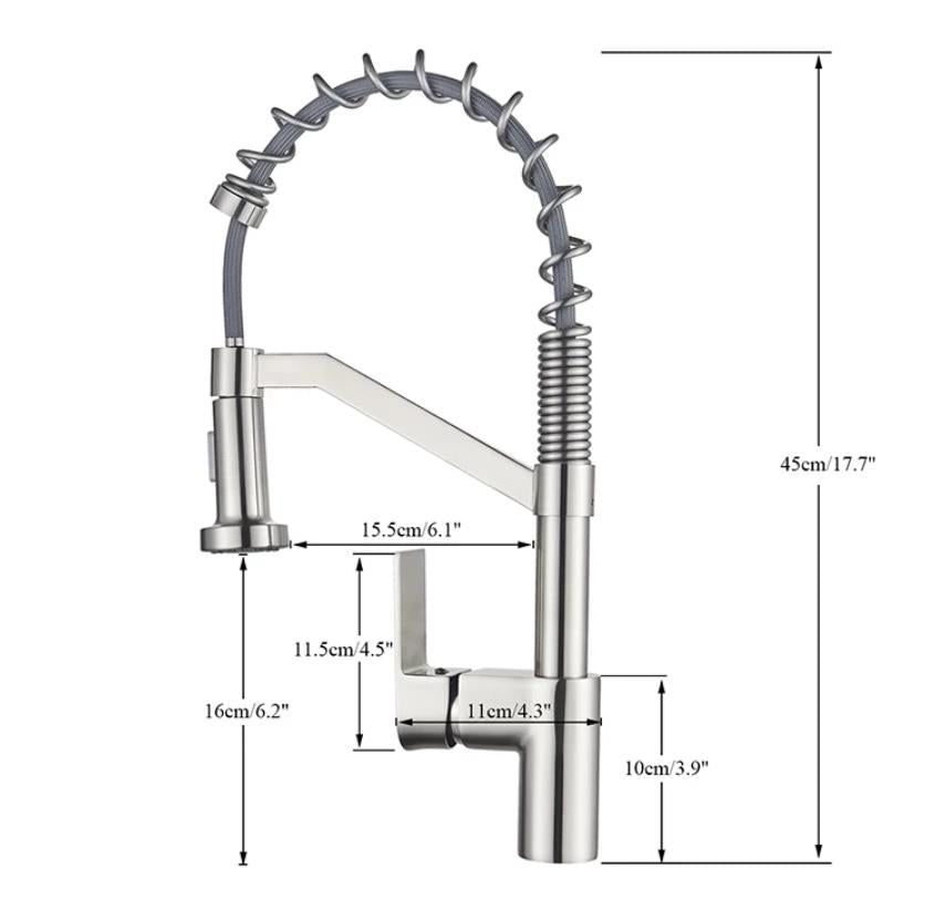 2021 Brushed Nickel pull out with spray function spring kitchen mixer ...